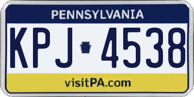 PA license plate KPJ4538