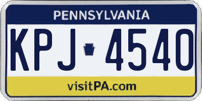 PA license plate KPJ4540