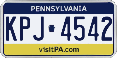 PA license plate KPJ4542