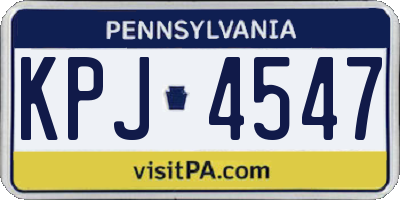 PA license plate KPJ4547