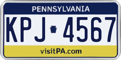 PA license plate KPJ4567