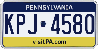 PA license plate KPJ4580