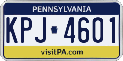 PA license plate KPJ4601