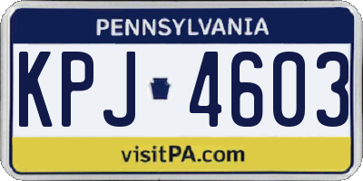PA license plate KPJ4603