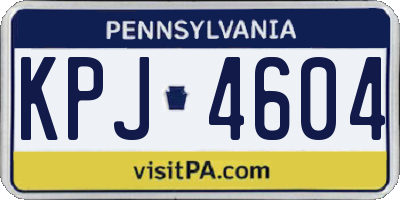PA license plate KPJ4604
