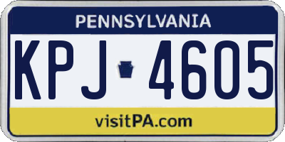 PA license plate KPJ4605