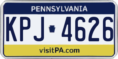 PA license plate KPJ4626