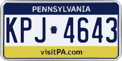 PA license plate KPJ4643