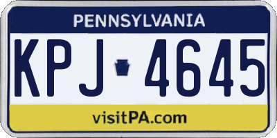 PA license plate KPJ4645