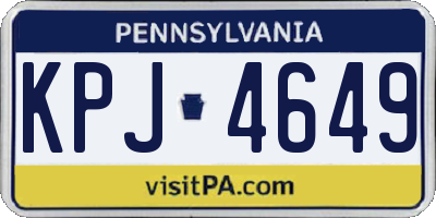 PA license plate KPJ4649