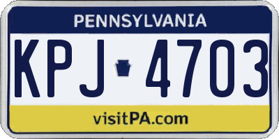 PA license plate KPJ4703
