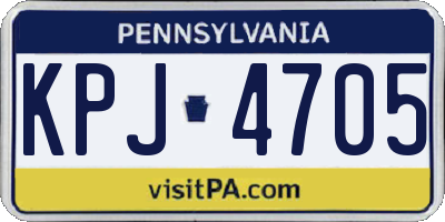 PA license plate KPJ4705