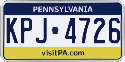 PA license plate KPJ4726