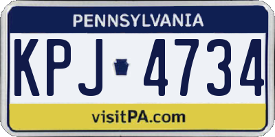 PA license plate KPJ4734