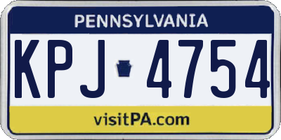 PA license plate KPJ4754