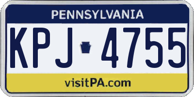PA license plate KPJ4755