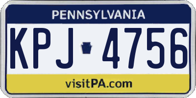 PA license plate KPJ4756