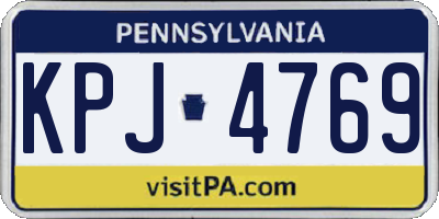 PA license plate KPJ4769