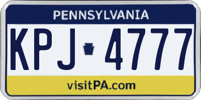 PA license plate KPJ4777