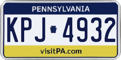 PA license plate KPJ4932