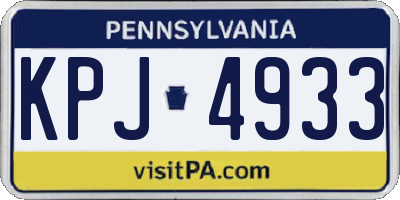 PA license plate KPJ4933