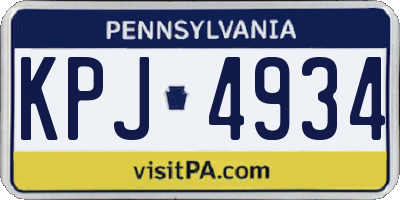 PA license plate KPJ4934
