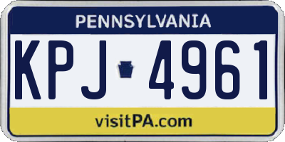 PA license plate KPJ4961