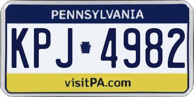 PA license plate KPJ4982