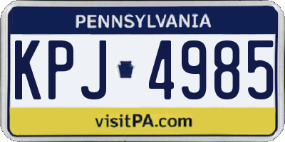 PA license plate KPJ4985