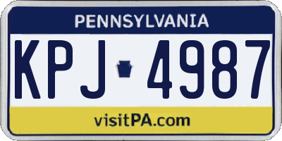 PA license plate KPJ4987