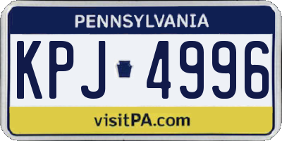 PA license plate KPJ4996