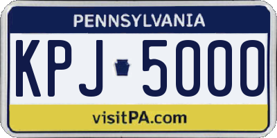 PA license plate KPJ5000