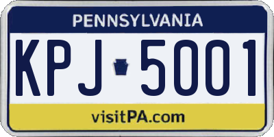PA license plate KPJ5001