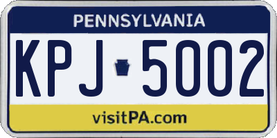 PA license plate KPJ5002