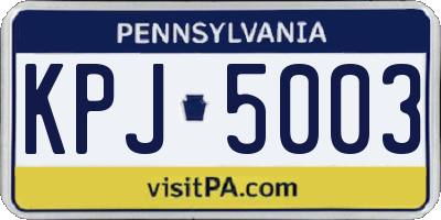 PA license plate KPJ5003