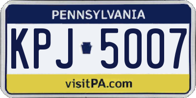 PA license plate KPJ5007