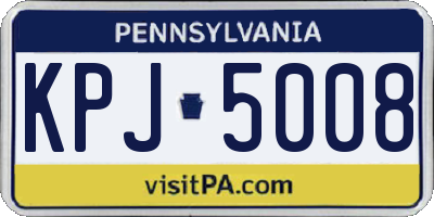 PA license plate KPJ5008