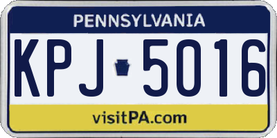 PA license plate KPJ5016