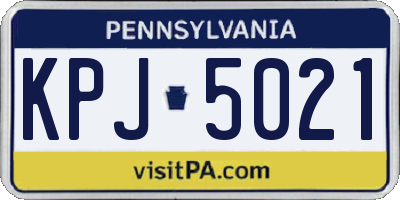PA license plate KPJ5021