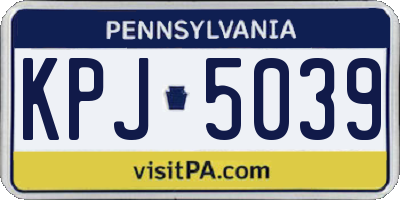 PA license plate KPJ5039