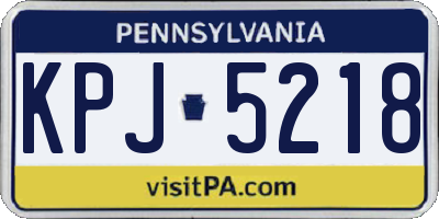 PA license plate KPJ5218