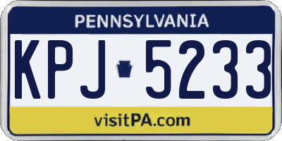 PA license plate KPJ5233