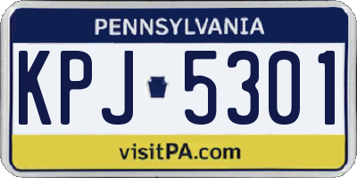 PA license plate KPJ5301