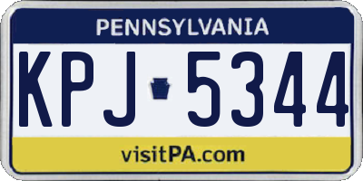 PA license plate KPJ5344
