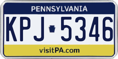PA license plate KPJ5346