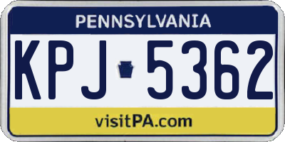 PA license plate KPJ5362