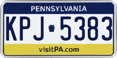 PA license plate KPJ5383