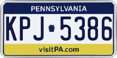 PA license plate KPJ5386