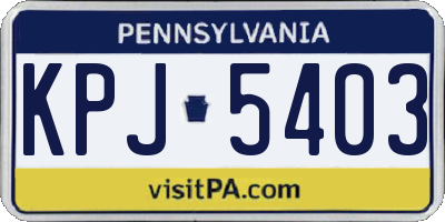 PA license plate KPJ5403