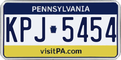 PA license plate KPJ5454